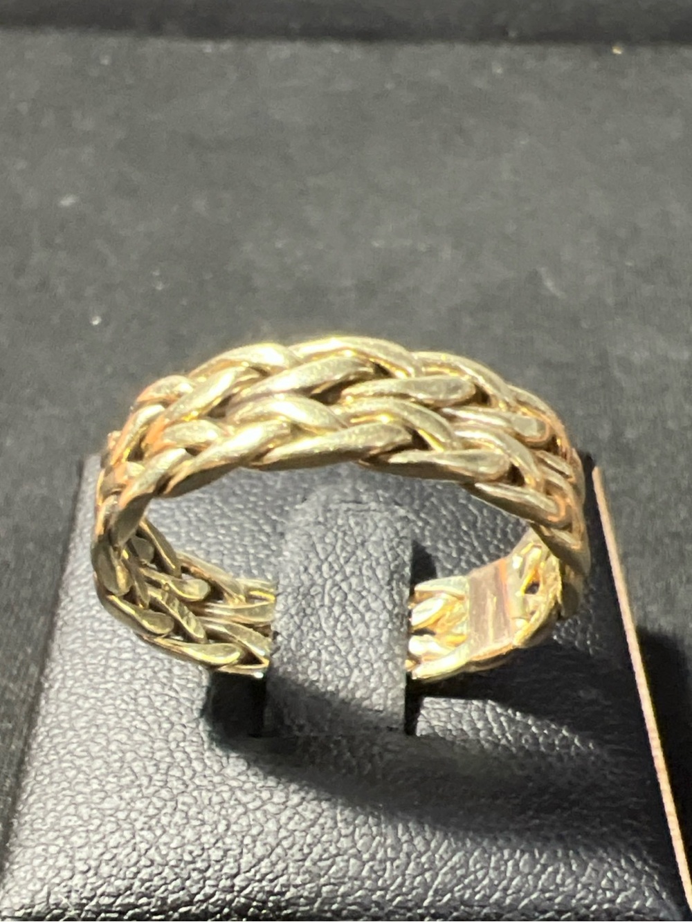 Men’s 14k Yellow Gold Wheat Woven Braided Serpentine Link Ring Size 11.5